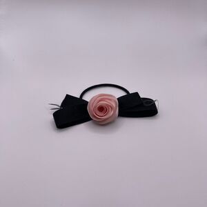 Target Women’s Pink Flower Black Bow Elegant Hair Tie Scrunchie